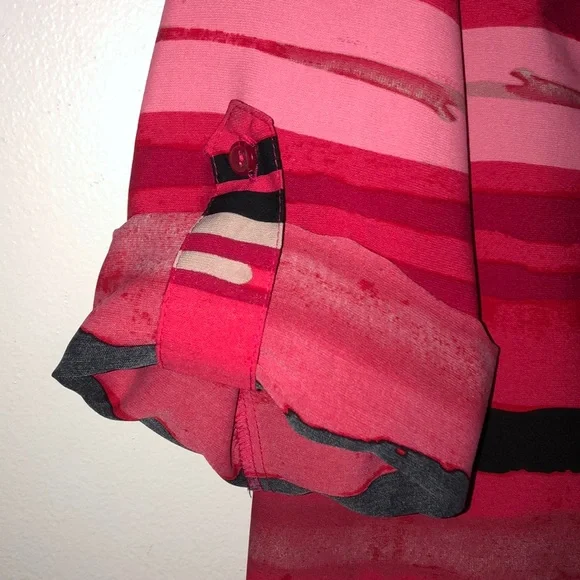 Notations Long Sleeve Red High Low ButtonDown Top - Picture 5 of 8